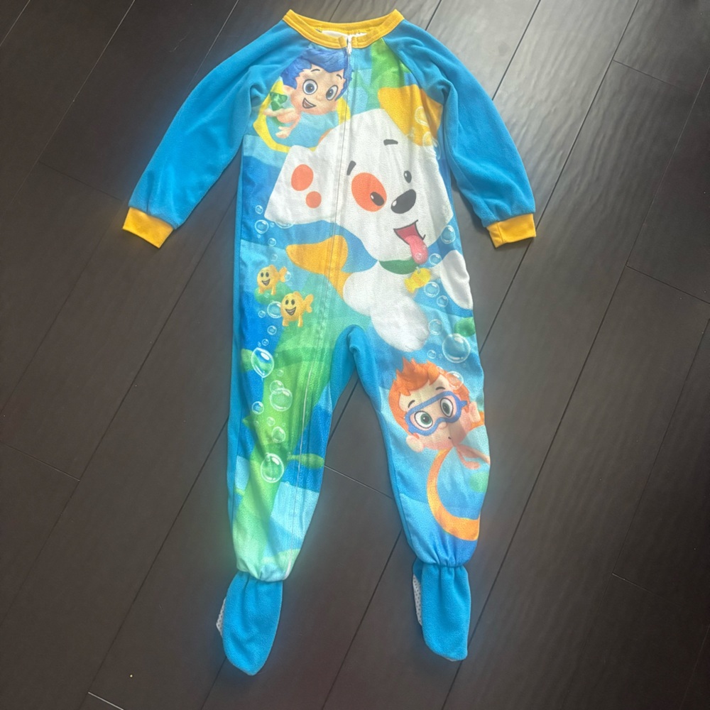Nickelodeon Bubble Guppies Fleece Neutral Fleece Zipper Footie Pajamas size 4T